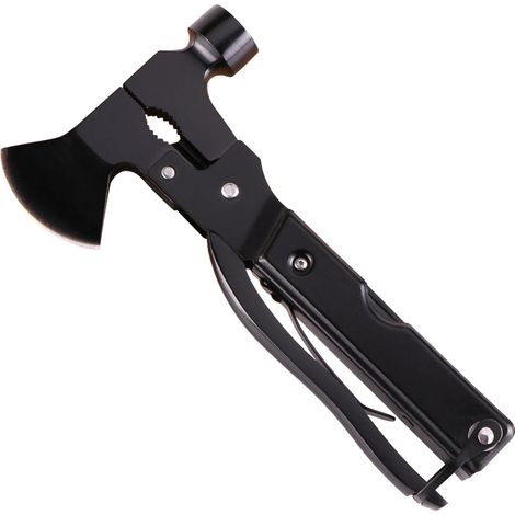 MINKUROW Multitool Accessori Da Campeggio Attrezzatura E Attrezzatura Di Sopravvivenza Mini Multitool Ascia Martello (Nero) (1/5)