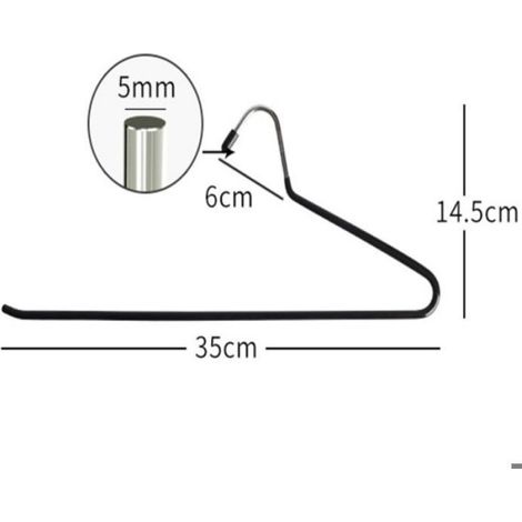 Cintres - Métal Chromé 5 mm - Extrémité Ouverte - Revêtement PVC Antidérapant - Pour Pantalons Écharpes Serviettes - Lot de 20 (1/5)