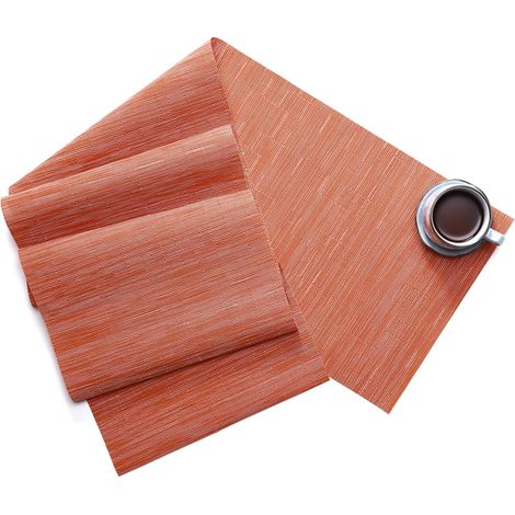 Chemise De Table - En Pvc Tissé Résistant À La Chaleur - Antidérapant - Lavable - 135 X 30 Cm - Orange - 1 Pièce (1/5)