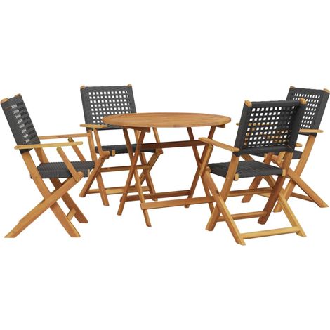 vidaXL Set da Pranzo per Giardino 5pz Nero Polyrattan e Legno (1/5)