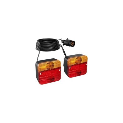 Luci posteriori per rimorchio con cavo da 7 metri, 12V a 7 pin, certificate E-Mark, adatte per auto, camion, camper, barche, furgoni e illuminazione posteriore.