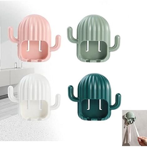 Porte Sèche-cheveux,Support Brosse a dent, Porte Brosse à Dents Mural, 4pcs Support de Brosse à Dents étanche Multifonctionnel (1/4)