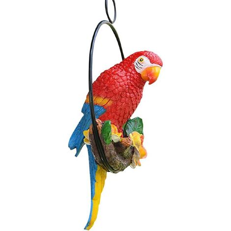 royaluxe -Statue De Perroquet Figurine De Perroquet, Décoration Jardin Exteri Animaux, Statue De Jardin en Résine pour Le Collectionn d'oiseaux Tropicaux Amoureux De La Nature,,(Rouge) (1/5)