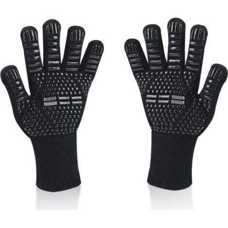 Gants de Barbecue, Gants de Four Résistant à la Chaleur jusqu'à 800 °C Gants de Gril de Cuisson en Silicone Antidérapants (noir,Taille uniqu) (1/4)