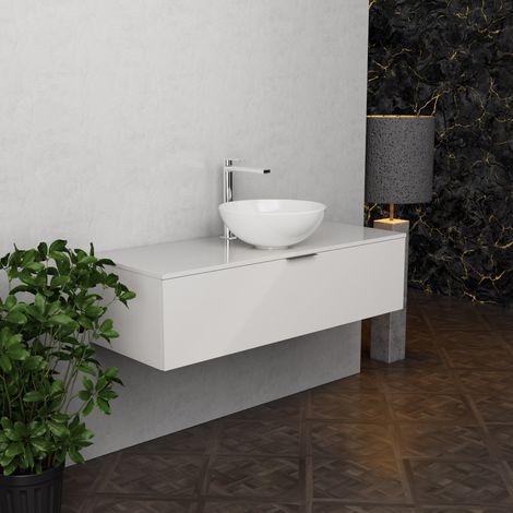Inda - Meuble de salle de bain L.120 avec vasque à poser / Blanc (1/5)