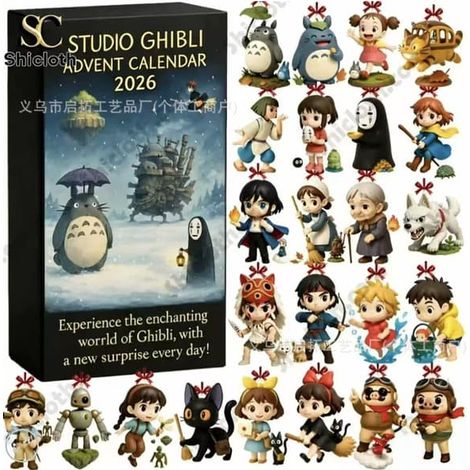 Havsglas Tomte Calendrier de l'Avent 2026 – Liten Tomte Julnedräkning Totoro (1/5)