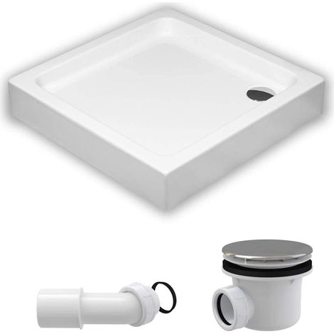 ECOLAM Receveur de douche plat carré Grando Plus 80x80 cm  hauteur 17 cm  profondeur 7 cm + base en polystyrène + siphon (1/5)