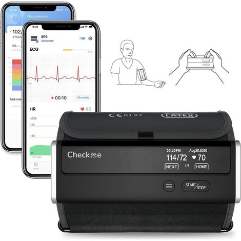 Tensiomètre de Bras avec 3 Mesures Consécutives, ECG et Rapport d'analyse IA, Bluetooth et WiFi, Mesure du Pouls, Gestion Illimitée des Données via l'App (1/5)