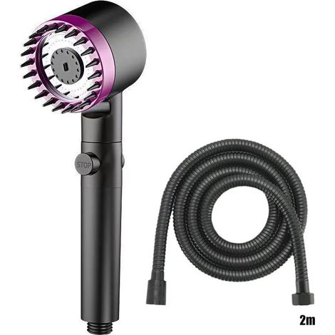 (Violet D) Filtre de douche portable Trois modes de débit d'eau Pommeau de douche Massage Accessoires de salle de bain Boutons d'arrêt d'eau à un clic (1/5)