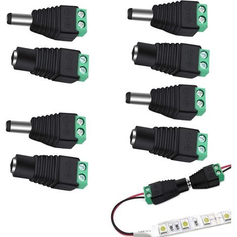 12V DC Adapters – Pack of 4 pairs 5.5 x 2.1 mm male/female power jacks for CCTV cameras