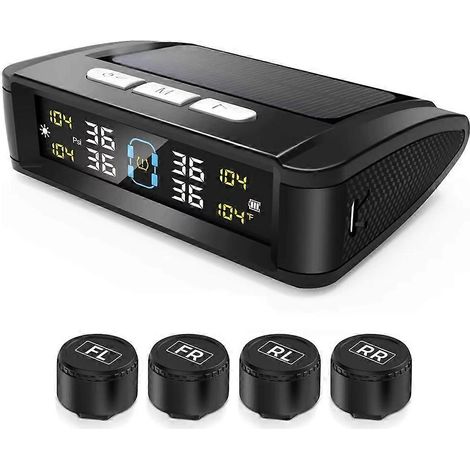 Système de surveillance de la pression des pneus en temps réel à commande vocale T11 avec double alimentation solaire/USB et 4 capteurs externes (1/5)