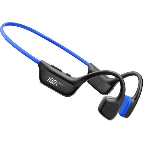 Auriculares de conducción ósea, diseño inalámbrico, resistentes al agua, color azul. (1/2)