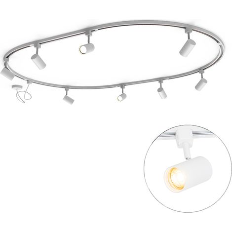 Modernes Schienensystem mit 8 Strahlern weiß 1-phasig oval 200cm - Iconic Jeana (1/5)