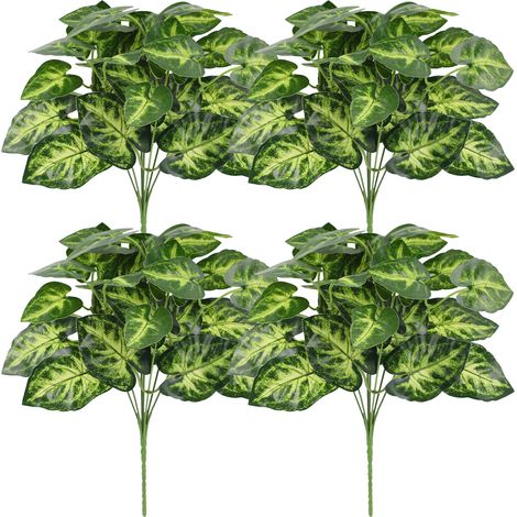 Plante Artificielle Feuillage Vert - Feuille De Palmier Tropicale - Résistante Aux UV Pour Extérieur - Lot De 4 Pièces (1/5)