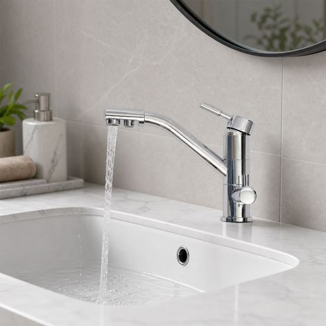 Robinet de Cuisine 3 Voies, Mitigeur 3 Voies Cuisine Pivotant à 360°, Robinetterie Cuisine Eau Potable, Robinet Évier de Cuisine avec Sortie Eau Filtrée (1/5)