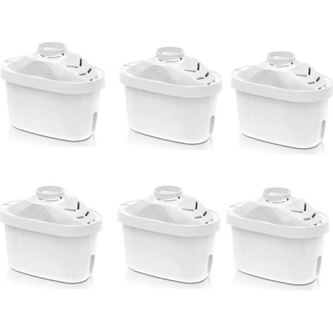 Lot 6 cartouches filtrantes Brita blanc, charbon actif polypropylène, réduction chlore, compatible Fun Marella Style Aluna Optimax (1/5)