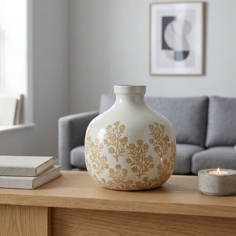 Relica Rustic Floral Terracotta Vase (1/2)