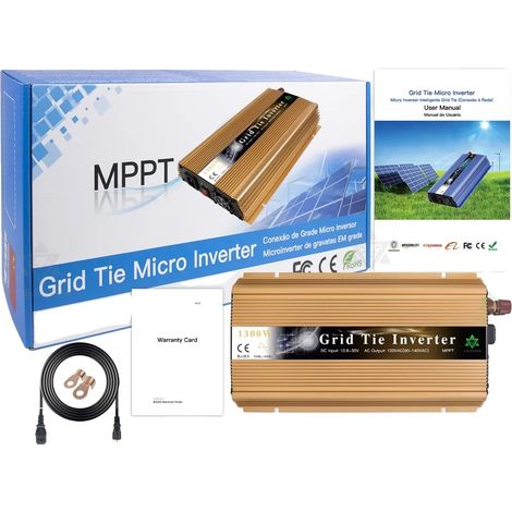 Onduleur solaire sur réseau, technologie MPPT, onde sinusoïdale pure, or, 20-50 VDC, 220 VAC (190-260 VAC) (1/2)