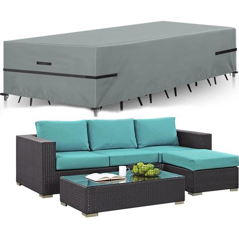 Housse Salon de Jardin 600D Oxford Tissu Housse de Protection pour Mobilier Housse de Table de Jardin Imperméable Bâche de Protection avec Corde et Boucle Verrouillage（31518074cm） (1/5)