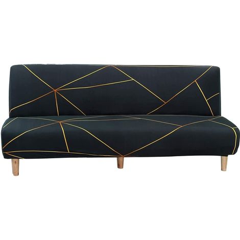 Armless futon sofa cover, Stretchable, Foldable, Machine Washable, 3 Seater (Length 180-210 cm) (Pattern 2842) (1/5)