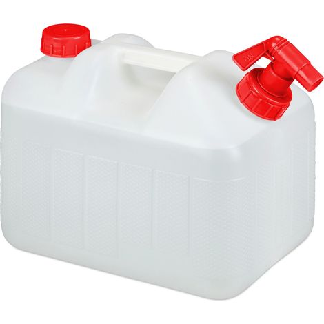 Relaxdays – Jerricane d’eau 10 L avec robinet rotatif – Couvercle à vis – Sans BPA – Bidon léger pour camping et festivals – Dimensions 26x20,5x32 cm