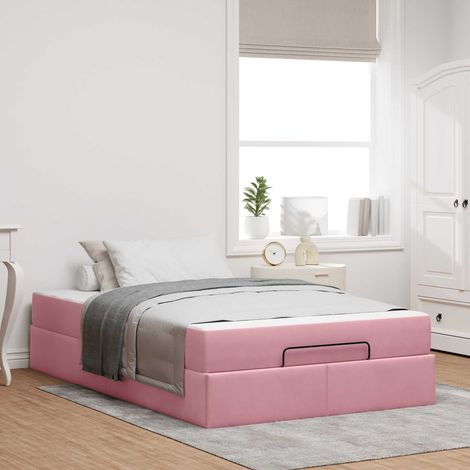 vidaXL Bettgestell mit Matratze 2 pcs Rosa Samt (1/5)