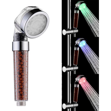 Tragbarer automatischer Duschkopf mit 12 LEDs, 3 wechselnden Farben, Temperatursensor und Induktionsheizung für das Badezimmer. (1/5)