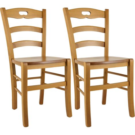 SUZY - Lot de 2 Chaises Teinté Chêne et Assises en Bois (1/2)
