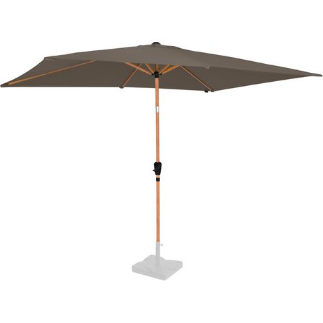 Vonroc – Parasol rectangulaire inclinable 200x300cm – Toile polyester résistante UV 50+ – Housse de protection incluse – Aspect bois – Taupe (1/5)