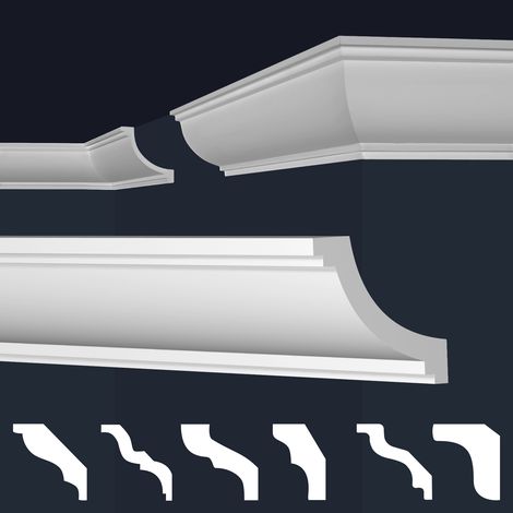 MARBET DESIGN Cornici in XPS Polistirolo Bianco per Soffitto e Pareti, Modelli di Cornici E-Cornici: E-26 / 73x79 mm, 20 metri / 10 strisce