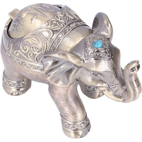 CENDRIER À CIGARE ÉLÉPHANT VINTAGE EN MÉTAL CONCEPTION COUPE-VENT DURABLE POUR LA DÉCORATION DE LA MAISON (1/5)