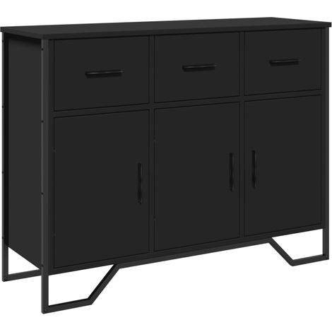 Credenza buffet cassettiera mobile contenitore organizer cucina soggiorno soggiorno 97 x 32,5 x 74,5 cm multistrato nero 020036158