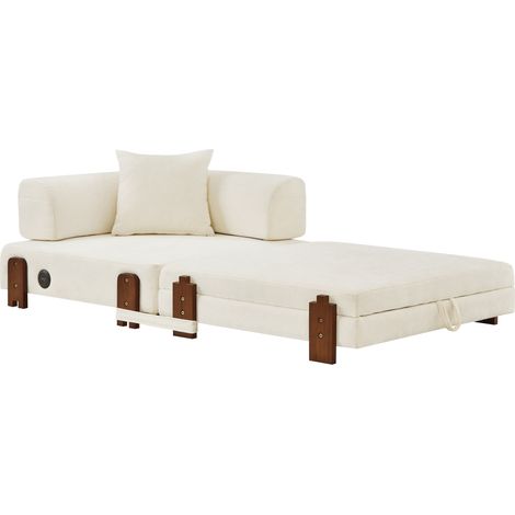 2-in-1 Klapp-Schlafsofa Beige aus Stoff mit USB- und Type-C-Anschlüssen, Stauraum und Armlehnen (1/5)