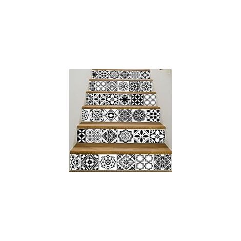 Autocollants 3D pour contremarches d'escalier, 39,3" x 7,08" x 6 pièces, autocollants amovibles pour contremarches d'escalier, à décoller et à coller