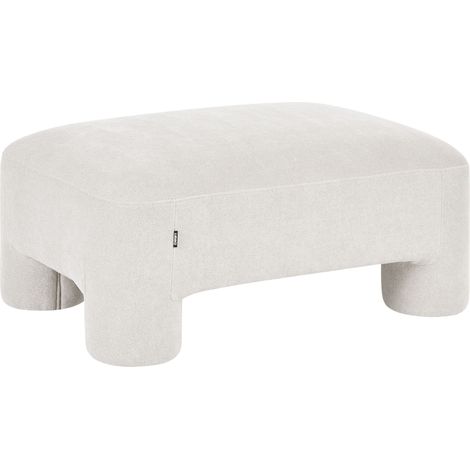 Ottomana in tessuto imbottito con texture morbida gambe cilindriche stile organico bianco Hogbo