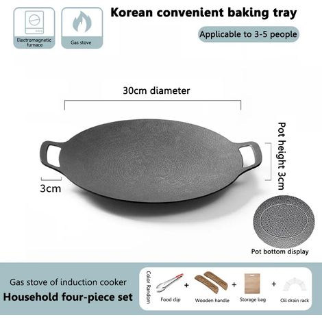 Ensembles de plaques de cuisson pour barbecue et grillades de camping d'extérieur (30/33/36 cm), poêles à griller, marmites à viande, plaques de cuisson en pierre médicale, fournitures de camping, réc (1/5)