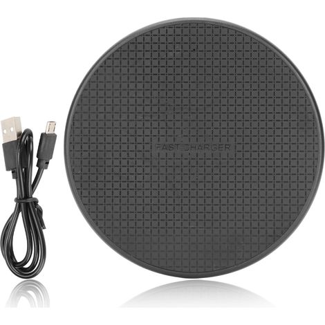 Chargeur sans fil rapide 5W, charge portable compacte en plastique, entrée 5V 2A, sortie 5V 1A, chargeur téléphone sans fil noir (1/5)