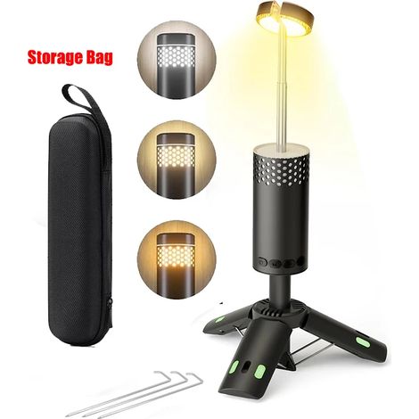 Lampe de camping télescopique - 10 000 mAh - Projecteur portable avec trépied magnétique et sac de rangement (1/5)