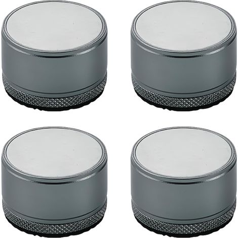 Juego de 4 elevadores metálicos ajustables, de color gris, con altura de 2,7 a 4 cm y diámetro de 40 mm, para sillas, mesas y sofás. (1/5)