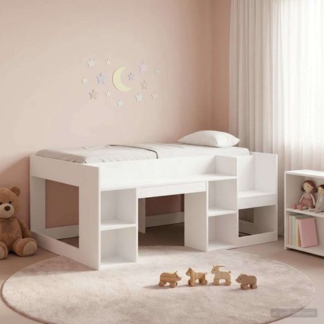 vidaXL Kinderbettgestell mit Stauraum Weiß 80 x 160 cm Holzwerkstoff (1/5)