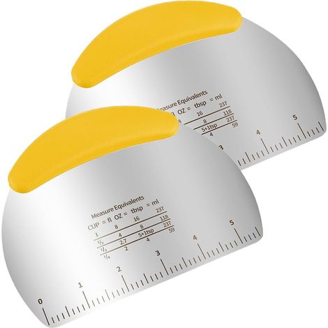 2 pièces coupe pate en acier inoxydable, avec graduation spatule patisserie, spatule à pâte, racloir, adapté aux gâteaux, pizzas, outils de pâtisserie (16 11,4 cm). (1/5)