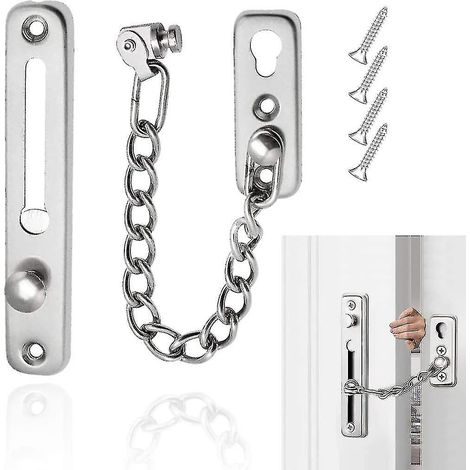 Chaîne de sécurité pour loquet de porte, chaîne de sécurité coulissante argentée pour la maison et l'hôtel, protection fiable (1/4)
