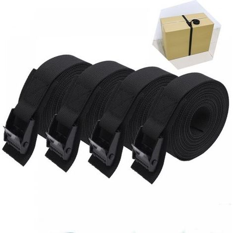 4pcs,Sangle d'arrimage Courte, rembourrée,25mmx1m,Boucle de Serrage,noir (1/5)