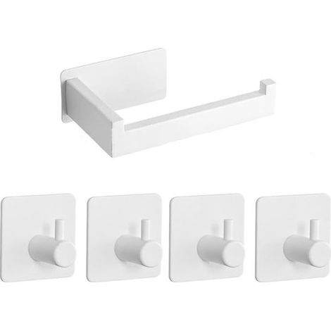 Toilettenpapierhalter ohne Bohren – selbstklebend – 1 Stück – weiß – Edelstahl (1/5)
