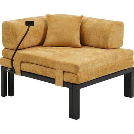 CHICFURN Divano letto 1 posto 176x81 cm in velluto giallo e legno, salvaspazio multifunzione (1/5)