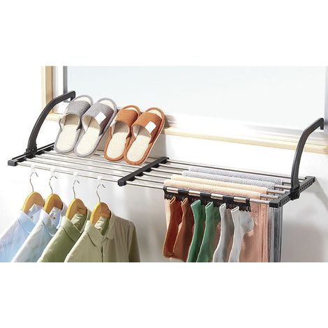 Étendoir à linge balcon Inox Pliable Réglable 42-73cm Charge 13kg Antirouille Fenêtre (1/5)