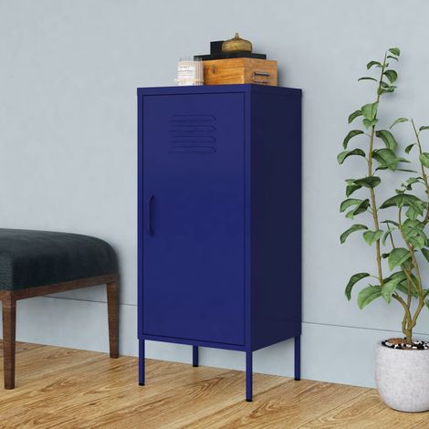 Armoire de rangement en acier 2 étagères réglables bleu marine 42,5 x 35 x 101,5 cm - PANGIVO (1/5)
