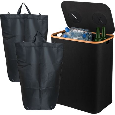 Contenedor de reciclaje de botellas con depósito, 2 secciones, 60-100 botellas