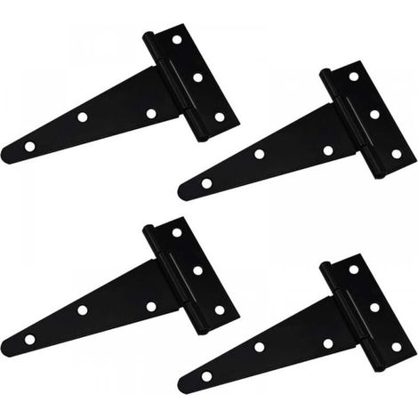4PCS T Hinge Triangle Hinge Heavy Duty T Hinge Galvanized Triangle 4 Inch Black Can be used for hanging cabinet doors garden gates wooden boxes 4pcs (1/3)