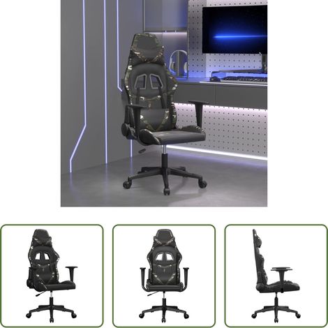 Massagefunktion - Gaming-Stuhl mit Massagefunktion Schwarz Tarnfarben Kunstleder (1/5)